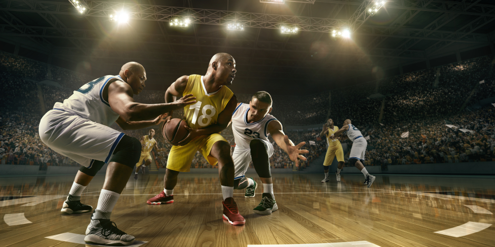 Basketball,Players,On,Big,Professional,Arena,During,The,Game.,Tense Apostas NBA