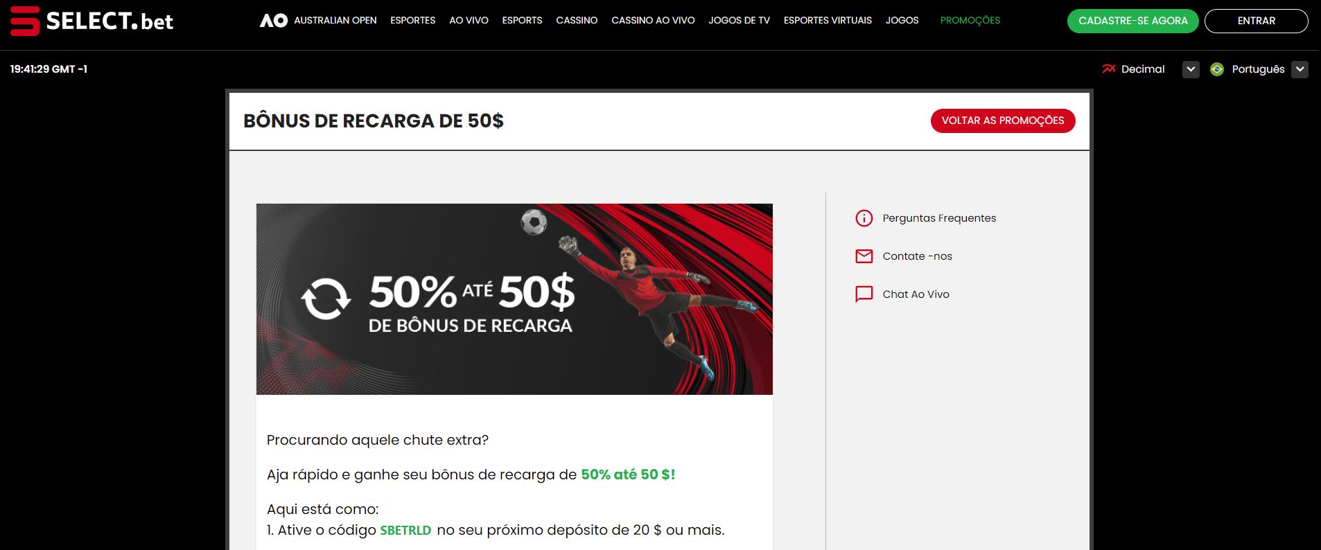 Bônus de Recarga na Select Bet: Tenha Retorno nos Depósitos